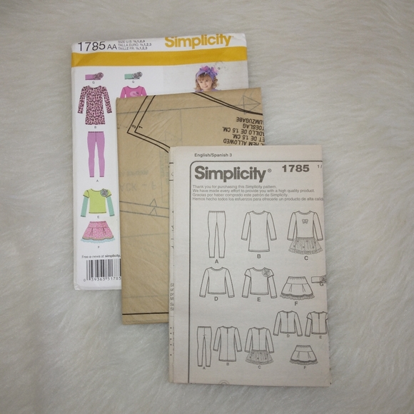 SIMPLICITY 1785 Toddler and child skirt knit dress top leggings headband sz ½ -3 - Picture 3 of 5